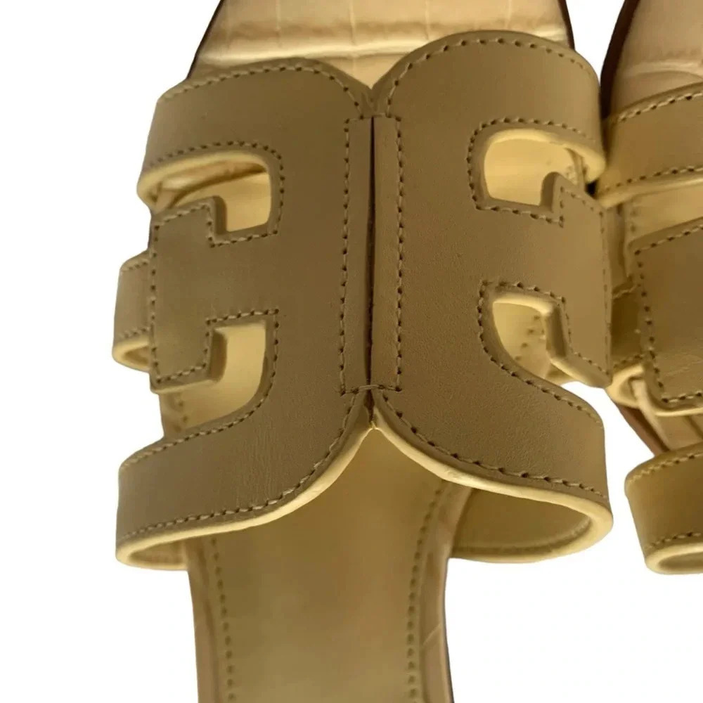 Sam Edelman Illie Eggshell Leather Slip On Open Rounded Toe Heels (6.5) - Picture 2 of 10